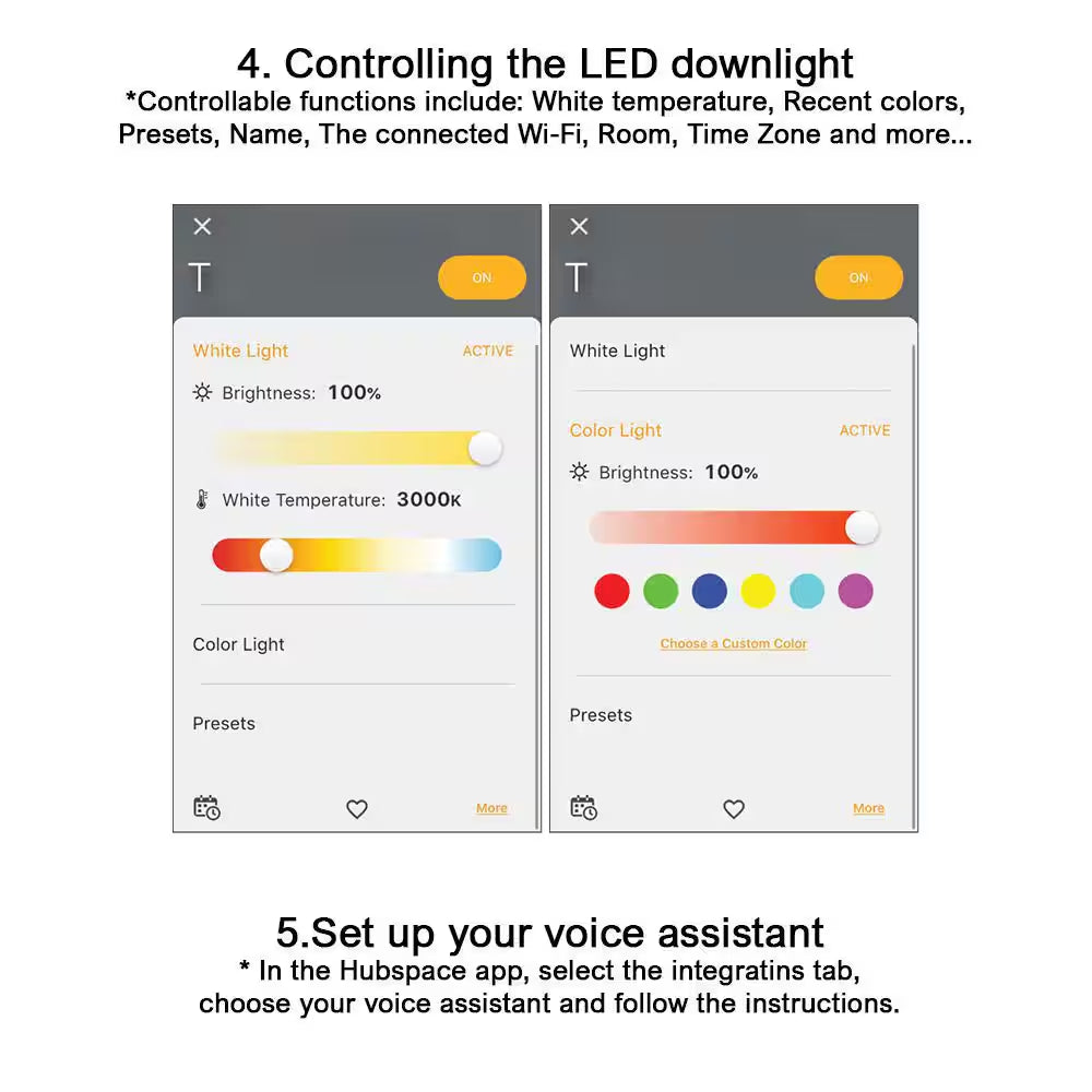 4 In. SMART Integrated LED Recessed Light Trim Wireless Powered by Hubspace Adjustable CCT New Construction Remodel