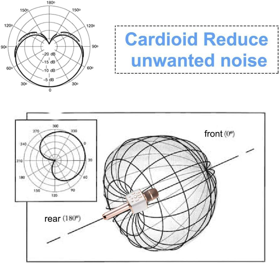 2X13W Cardioid Dynamic Karaoke Microphone, Handheld Wireless Bluetooth Karaoke Systems Karaoke Microphone for Home/Outdoor/Party/Classroom/Car (Rosegold)