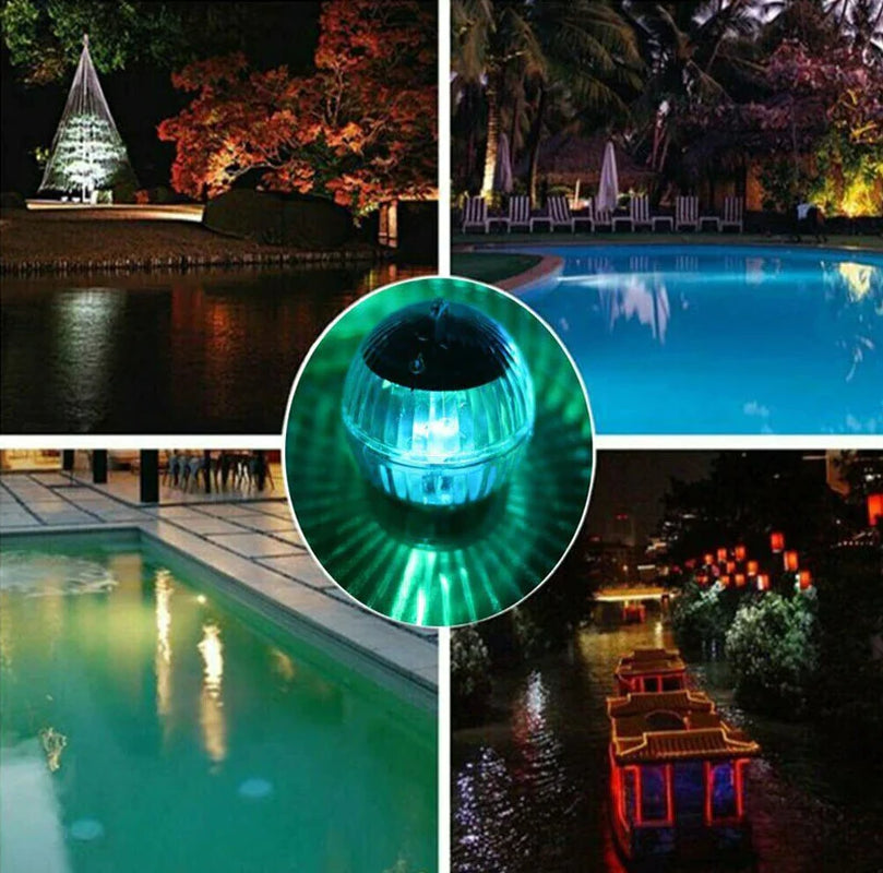 Outdoor Solar LED Floating Light Garden Pond Pool Lamp Rotating RGB Color Change